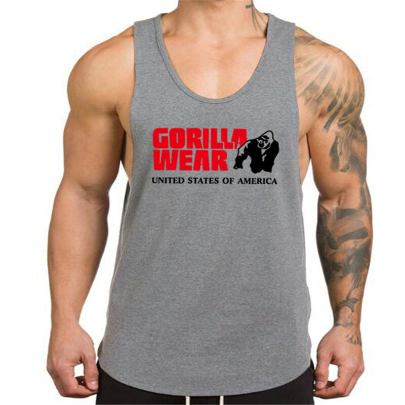 Gorilla Wear Стильный хлопковый жилет без рукавов Мужская рубашка для фитнеса мужская майка тренажерный зал, бодибилдинг, фитнес-жилет для фитне...