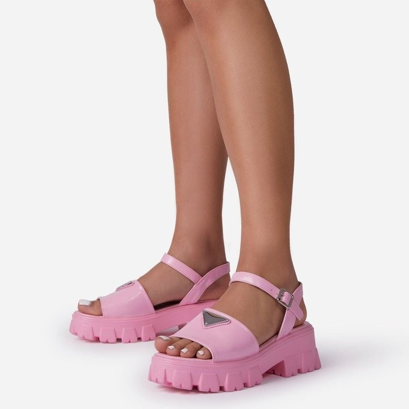 Sandalias de plataforma para mujer, zapatos de tacón cuadrado con punta redonda, Punta abierta, cómodas y ligeras, informales, novedad de verano