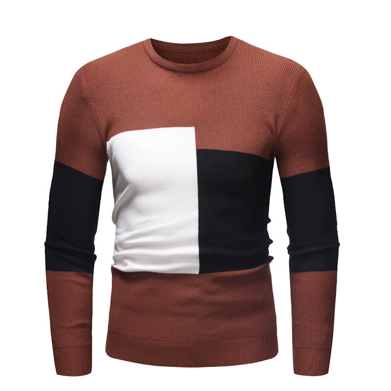 2021 outono novo casual listrado grosso lã algodão camisola pullovers masculino outfit moda vintage o-pescoço casaco camisola