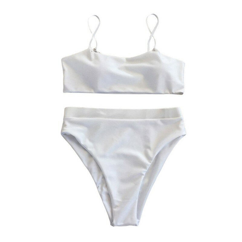 Efinny conjunto de biquíni feminino de cintura alta, traje de banho em duas peças, sem fio, roupa de praia 2021