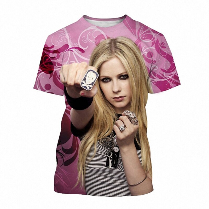 Avril Lavigne – T-shirt manches courtes homme et femme, Streetwear, décontracté et surdimensionné, à la mode, imprimé en 3D, Singer, Harajuku, été, 2021