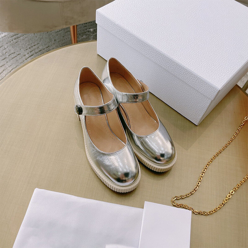 Zapatos Mary Jane de lujo para mujer, zapatos de plataforma de punta redonda Retro, tacón grueso, zapatos de cuero pequeños, pasarela, novedad de 2021