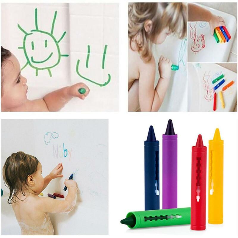 6 Buah/Set Krayon Kamar Mandi Bayi Pena Grafiti Berwarna Kreatif Dicuci Warna untuk Anak-anak Persediaan Gambar Lukisan Mainan Mandi Pancuran