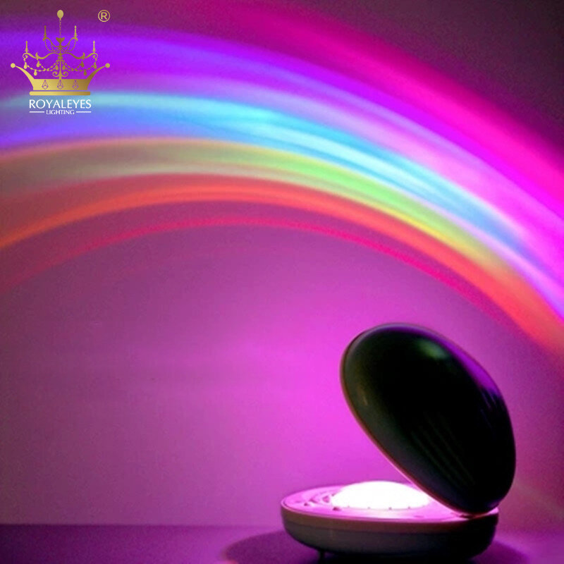 Arco-íris lâmpada de projeção led cor luz da noite projetor estilo escudo-em forma de candeeiro de mesa para crianças quarto decoração de casa presente