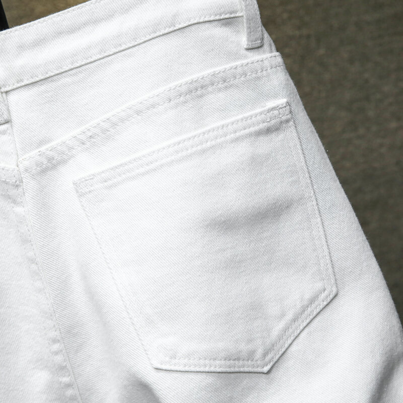 Celana Pendek Denim Ripped Pria Baru Musim Panas 2020 Merek Jeans Pendek Slim Fit Kasual Fashion Hitam Putih Gaya Klasik