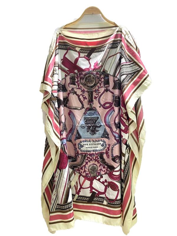 Популярное шелковое платье-Кафтан средней длины с принтом, традиционная одежда в Кувейте большого размера в стиле бохо, африканские платья ...