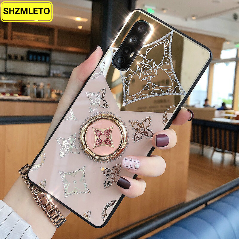 Custodia di lusso con anello diamantato per Xiaomi Mi 11 10T Pro Mi10T Mi10Pro su XiAO Mi10TCase Poco F2 Mi Note 10 Pro Lite Mirror Cover