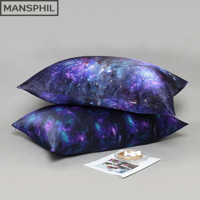 22 Momme 100% Real Silk Pillow Case Luxury Designer Zipper Pillowcase Cushion Cover Ankha for Bed Sofa Mansphil Starry Sky Serie