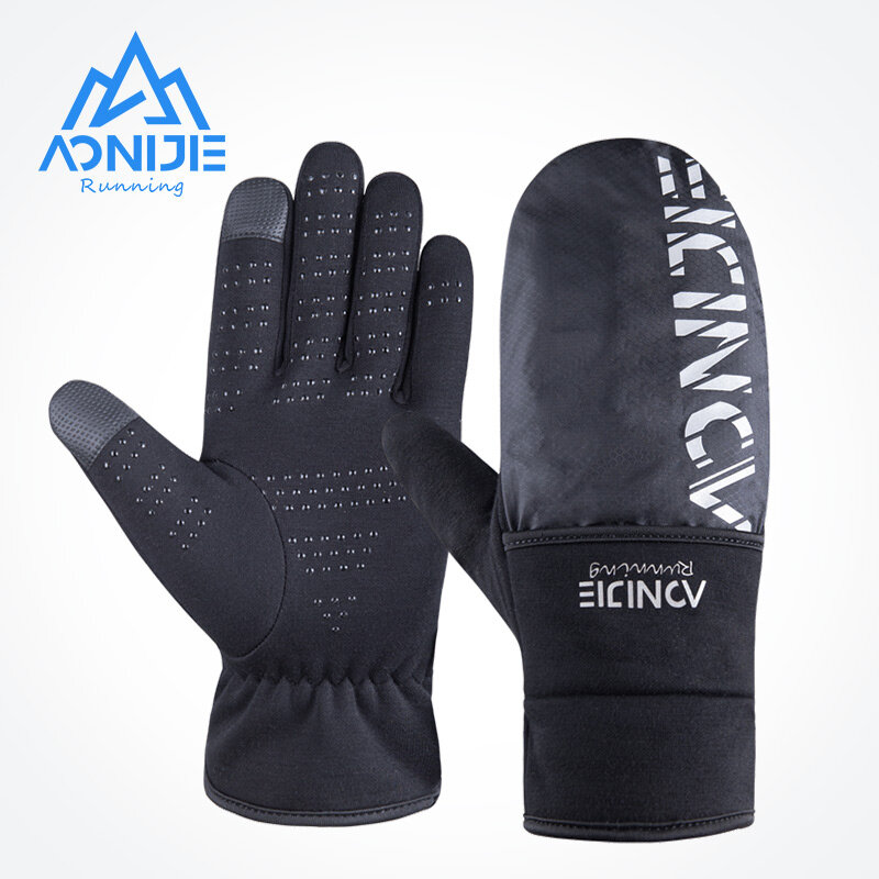 AONIJIE – gants coupe-vent chauds d'extérieur M55, doublure en cachemire doux, hiver, gants thermiques à rabat pour écran tactile, cyclisme, Ski de course