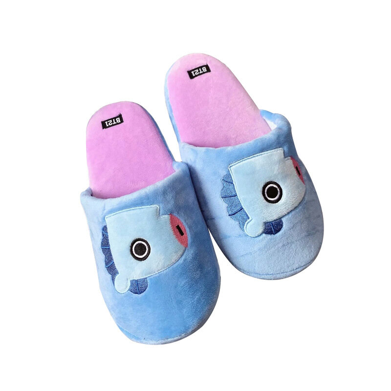 Zapatillas de casa aterciopeladas de algodón para niña, pantuflas de suelo de madera de felpa para el hogar, zapatos de interior de piel, Color caramelo, 2021