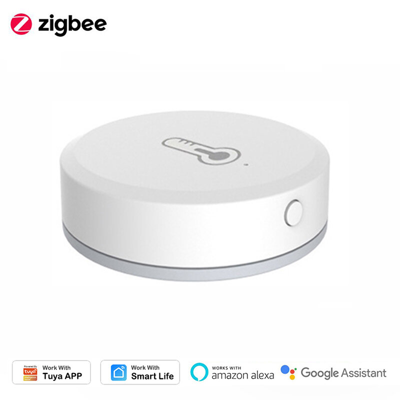 Sensor inteligente de umidade e temperatura zigbee 3.0, alimentado por bateria, segurança para casa, funciona com alexa, google home, aplicativo smart life, tuya