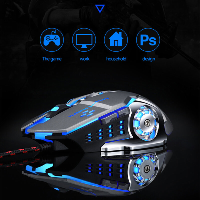 Kuu V6 Beroep Wired Gaming Mouse 6 Knoppen 3200 Dpi Led Usb Computer Muis Draadloze Game Muis Stille Muis Voor pc Laptop