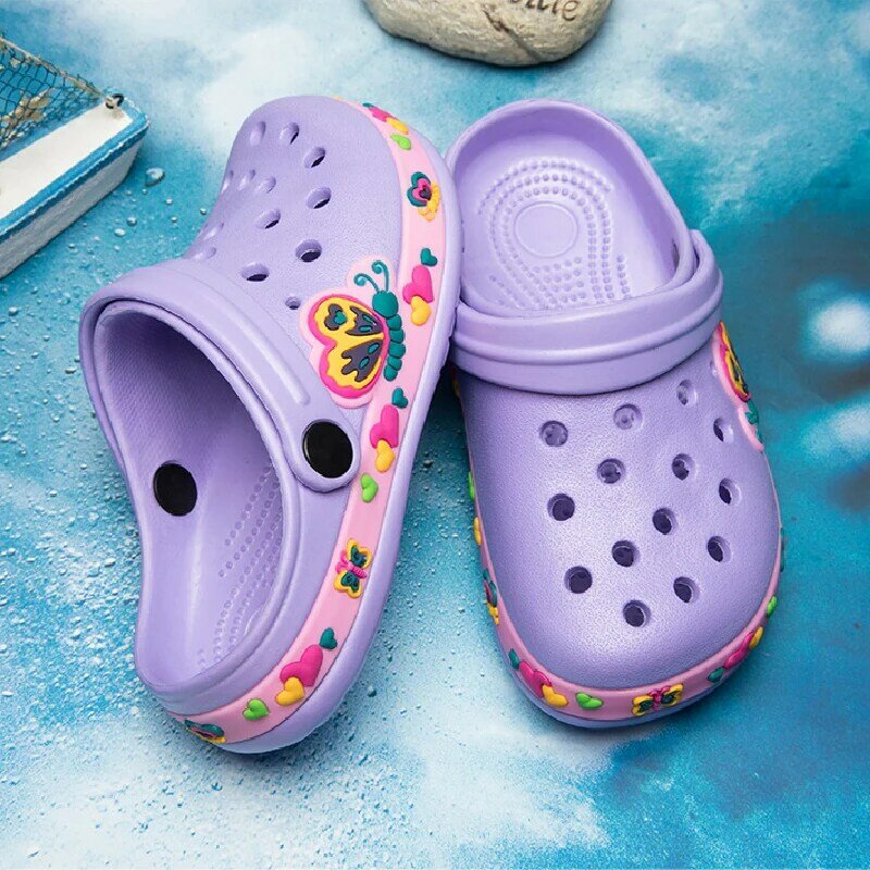 Zapatos de cocodrilo para bebés, zuecos de playa de unicornio, sandalias de jardín para niños y niñas, zapatillas antideslizantes suaves para interiores y exteriores