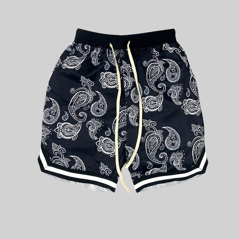 Pantalones cortos de flores de anacardo para hombre y mujer, ropa para exteriores, holgados, rectos, para playa, 5 minutos