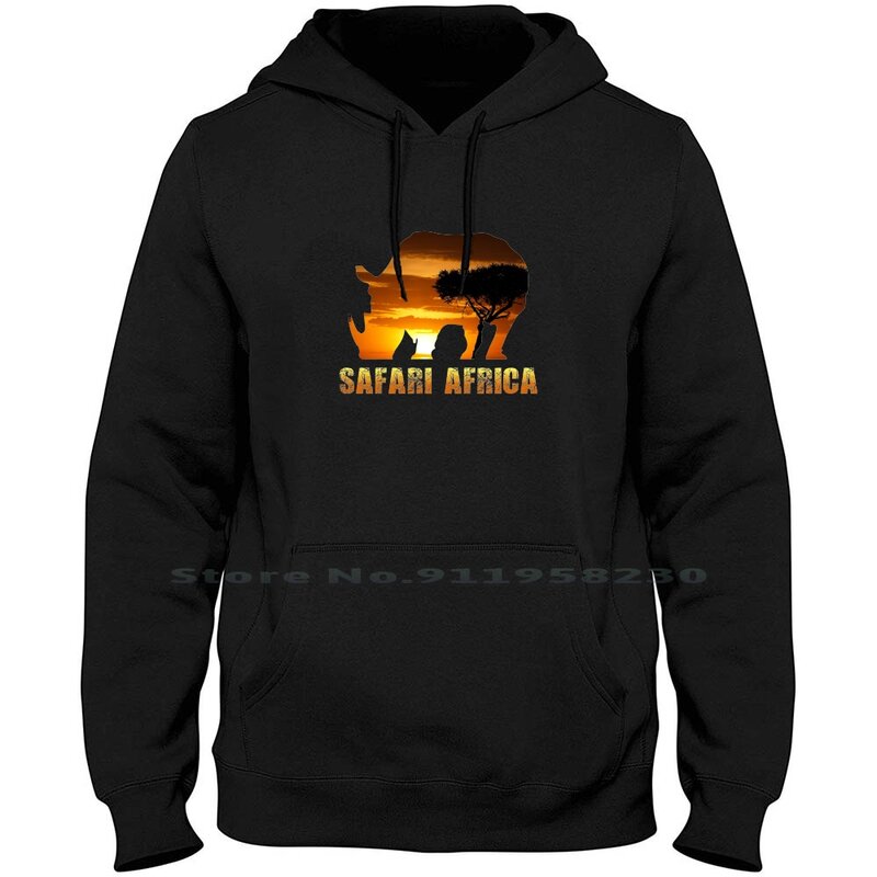 Safari-Sudadera con capucha para hombre y mujer, suéter de algodón de talla grande, colorido, para Safari, naturaleza, África, Rhino, color negro y salvaje