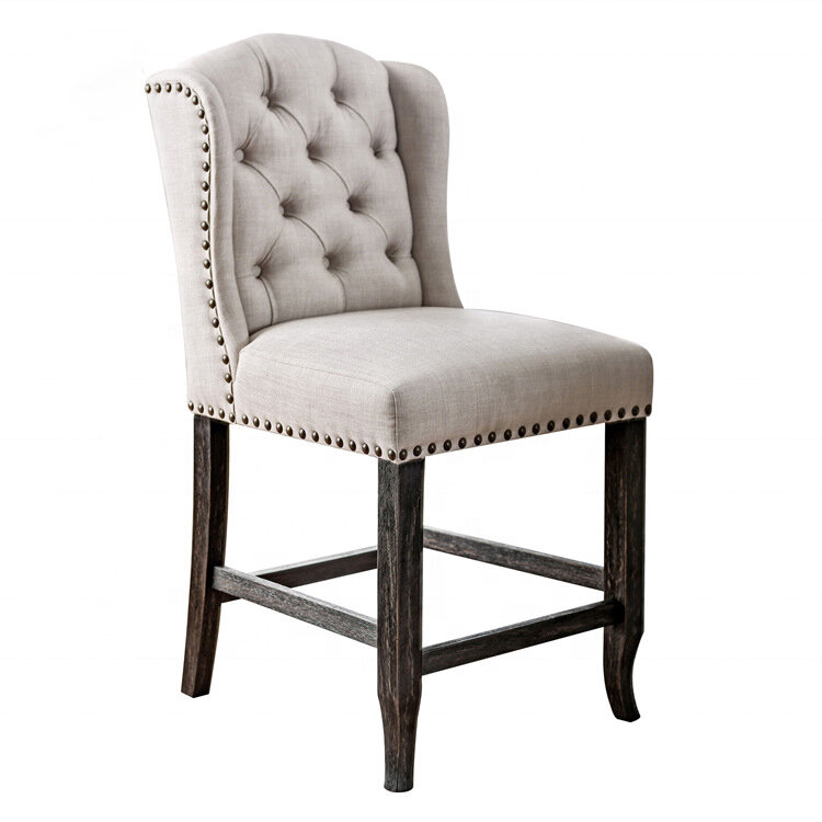 ChinaFurniture – chaise de salle à manger en tissu léger avec pieds en bois, fabrication d'usine de luxe