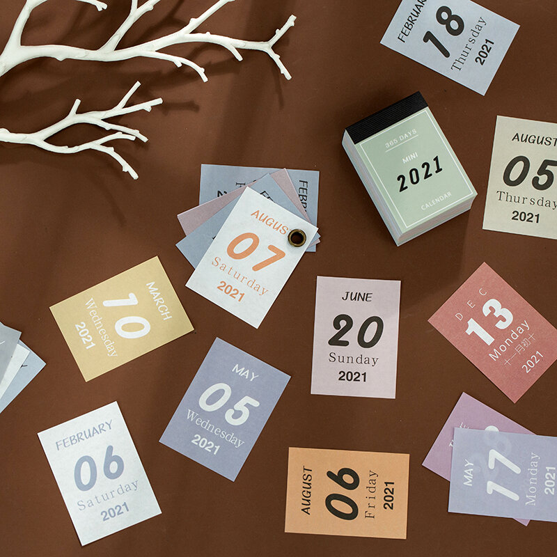 2021 Kalender Meja Kecil Kalender Desktop Mini Gaya Antik Hadiah Kalender Bulanan untuk Warna-warni Dekorasi Rumah Kantor
