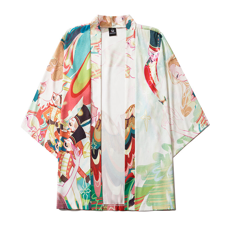 Yukata Kimono เสื้อผ้าหลวมพิมพ์เสื้อคลุมฮาโอริเสื้อสเวตเตอร์ถักแบบสบายๆผู้หญิงผู้ชายเสื้อ Streetwear ...
