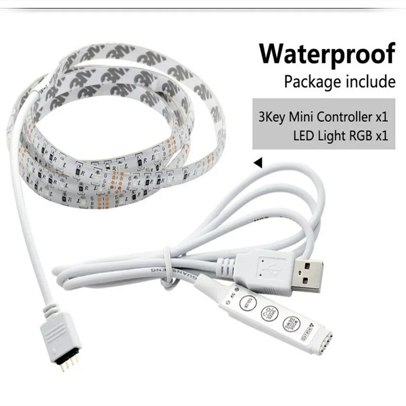 DC 5V USB LED Strip Light 2835 RGB White Light Warm White 1M 2M flessibile Light Lamp Desktop Decor Tape TV illuminazione di sfondo