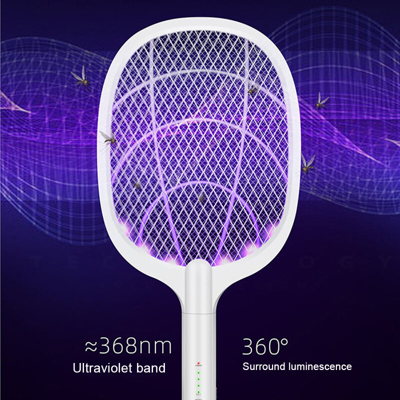 3000V Electric Mosquito Killer With UV Lamp USB 1200mAh Rechargeable Bug Zapper Summer Fly Swatter Trap Home Bug Insect Racket