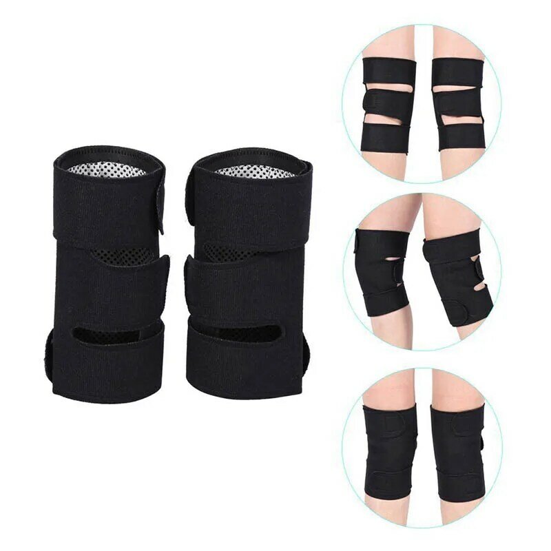 Support de genou auto-chauffant, coussin de thérapie magnétique Tourmaline réglable résistant au froid, ceinture de protection contre l'arthrite, 2 pièces