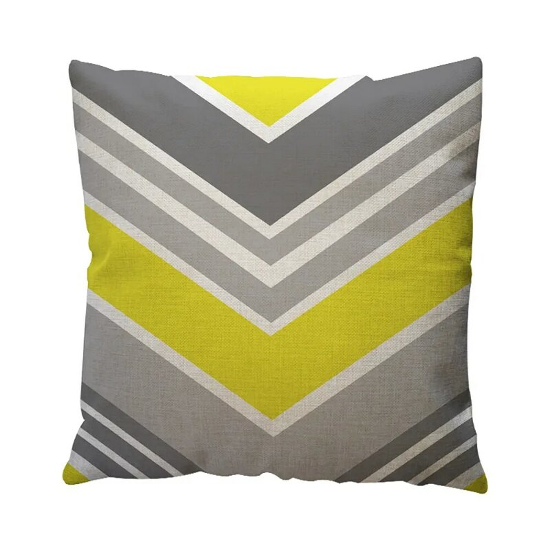 Funda de almohada con diseño geométrico amarillo, decoración de algodón para el hogar, 2021