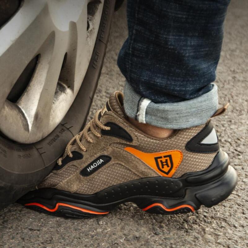 Zapatos de trabajo de seguridad para hombre, calzado ligero y transpirable con punta de acero, antigolpes, antiperforación, antideslizante, CS549