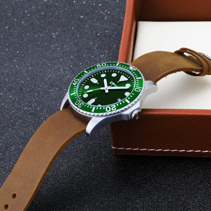 Negócios causal relógios homem luz de luxo japão movimento quartzo design retro banda couro genuíno grão cheia