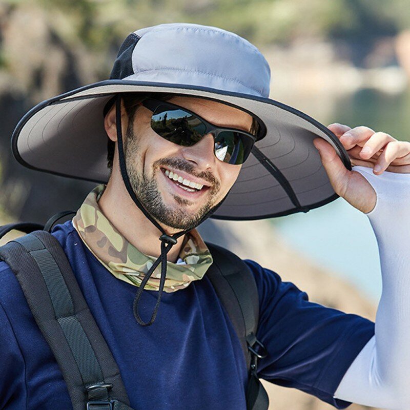 Панама Мужская для отдыха на открытом воздухе, пляжная шляпа от солнца с широкими полями, складная летняя кепка от солнца, кепка для рыбалки