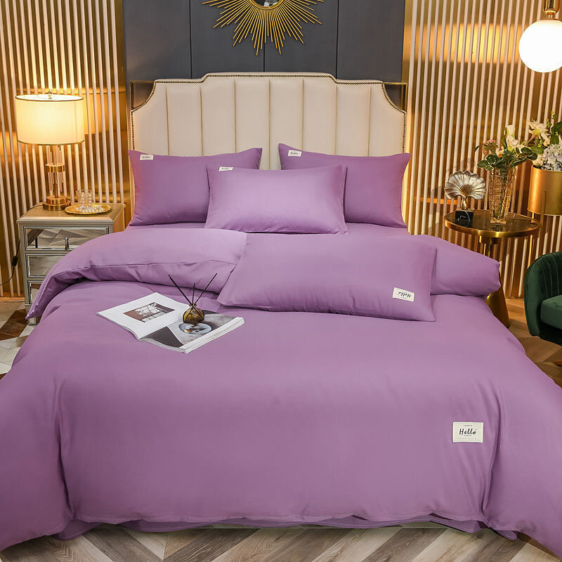 Solid Color Bedding Set Super Soft Bed Linen 220x240cm Duvet Cover Bed Sheets And Pillowcases 4PCS