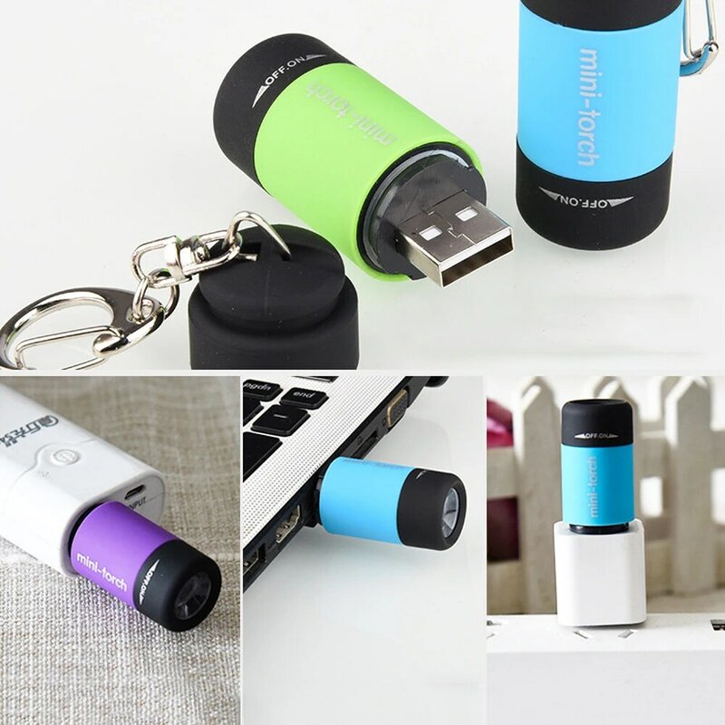 مصباح يدوي صغير Led قابل لإعادة الشحن مع USB ، 5W Lum ، حلقة مفاتيح ، مصباح يدوي ، مصباح تخييم مقاوم للماء ، شاحن USB