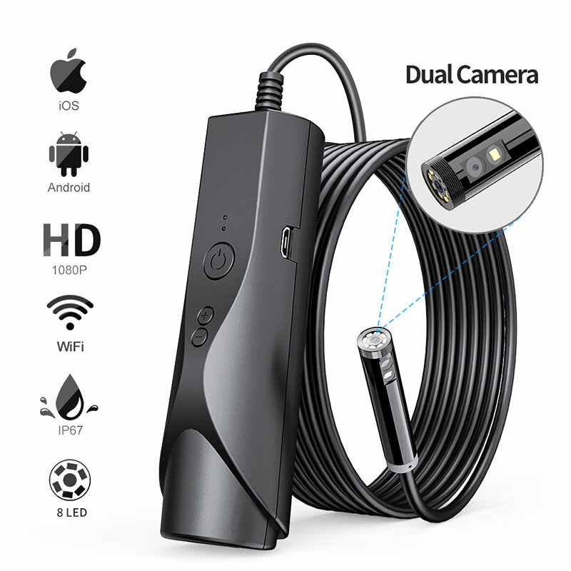Камера-эндоскоп с Wi-Fi, 8 мм, IP67, 1080P, для Android, Iphone, iOS
