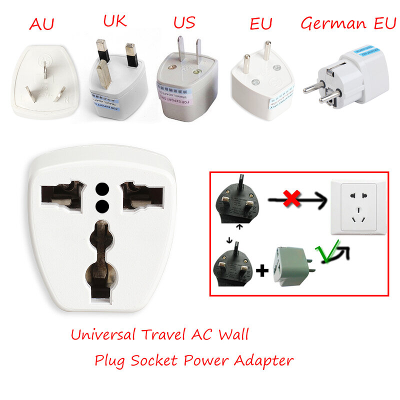 Adaptador Universal de enchufe de pared CA para viaje, convertidor de enchufe de China y Reino Unido/EE. UU./UE/AU