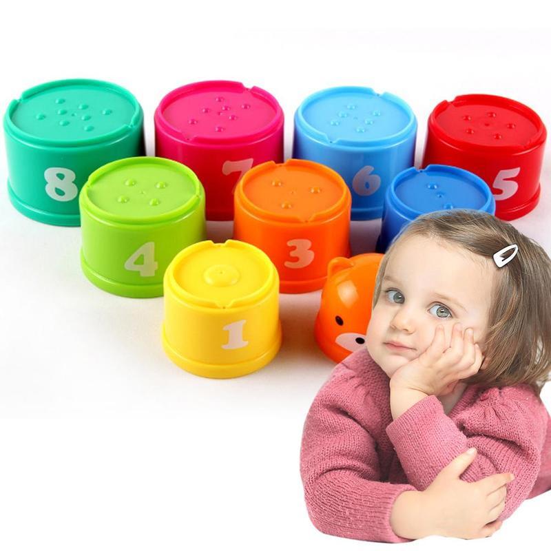 Для раннего образования сложенные чашечки головоломки игрушки Фигурки интеллект башня из чашек месяцев Foldind игры 24 буквы стек детей раннег...