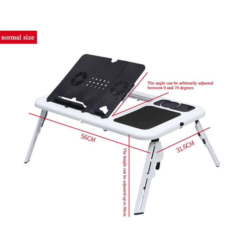 Table multifonctionnelle Table d'ordinateur Portable avec Angle de bureau réglable, plateau de petit déjeuner Portable et pliable avec ventilateur de Dissipation de la chaleur