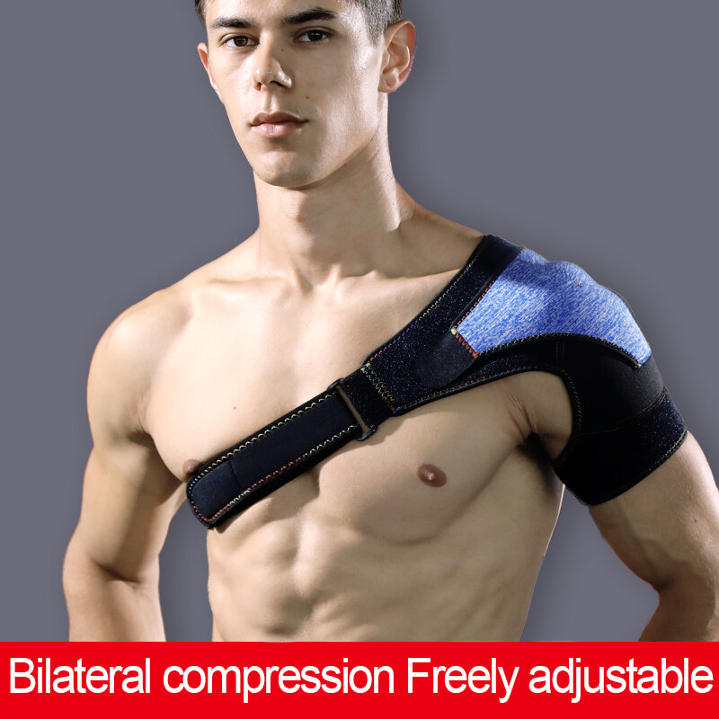 Protetor de ombro ajustável de pressão de ombro único, antiderrapante, respirável e absorvente de suor, proteção esportiva de ombro