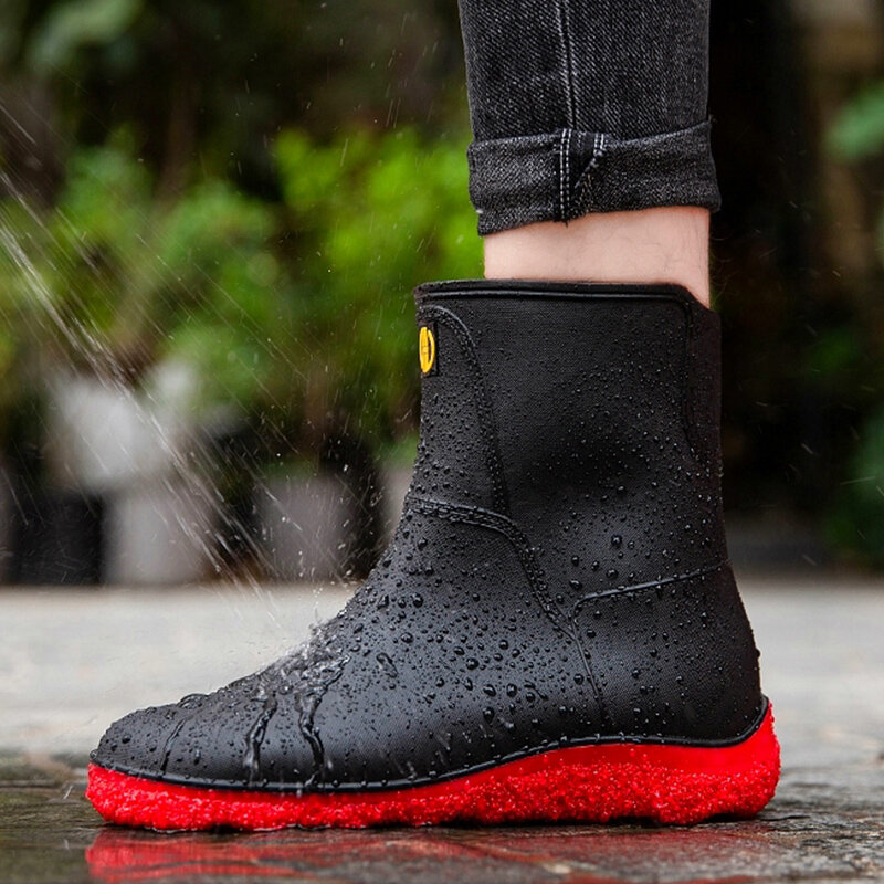Moda botas de chuva homem botas de chuva de borracha sapatos de chuva sapatos de chuva