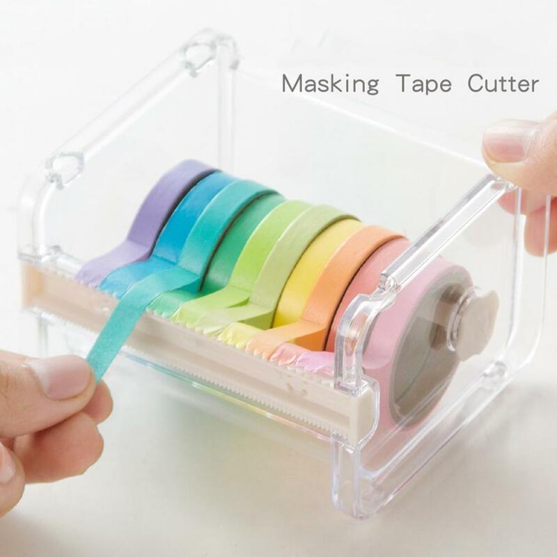 Dispensador de papelería creativo con cuenta de mano y cortador de cinta de papel, caja de cinta transparente de oficina, herramienta de cinta Ho L9L5