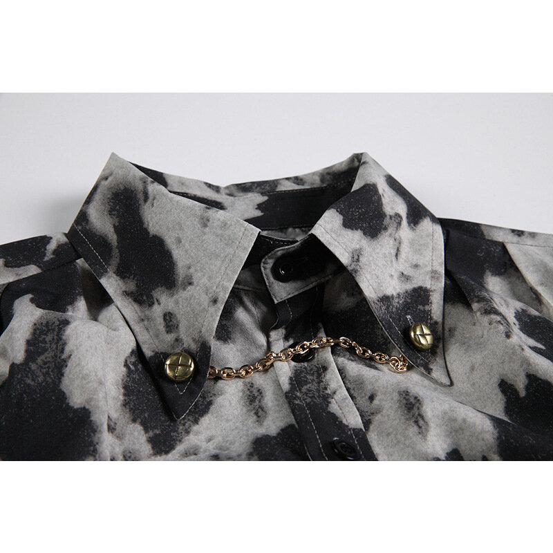 Chemise ample à manches longues pour femme, avec boutons, Vintage, imprimé, à la mode, collection automne 2021