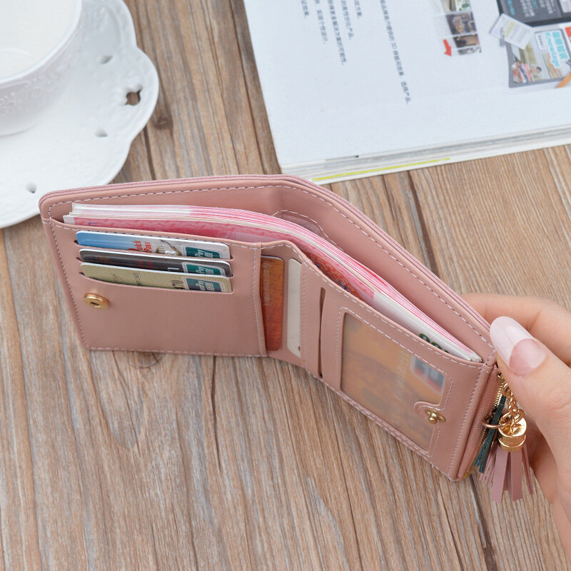 Portefeuilles géométriques roses mignons pour femmes, porte-monnaie de poche porte-cartes Patchwork portefeuille dame mode court monnaie bourse sac d'argent