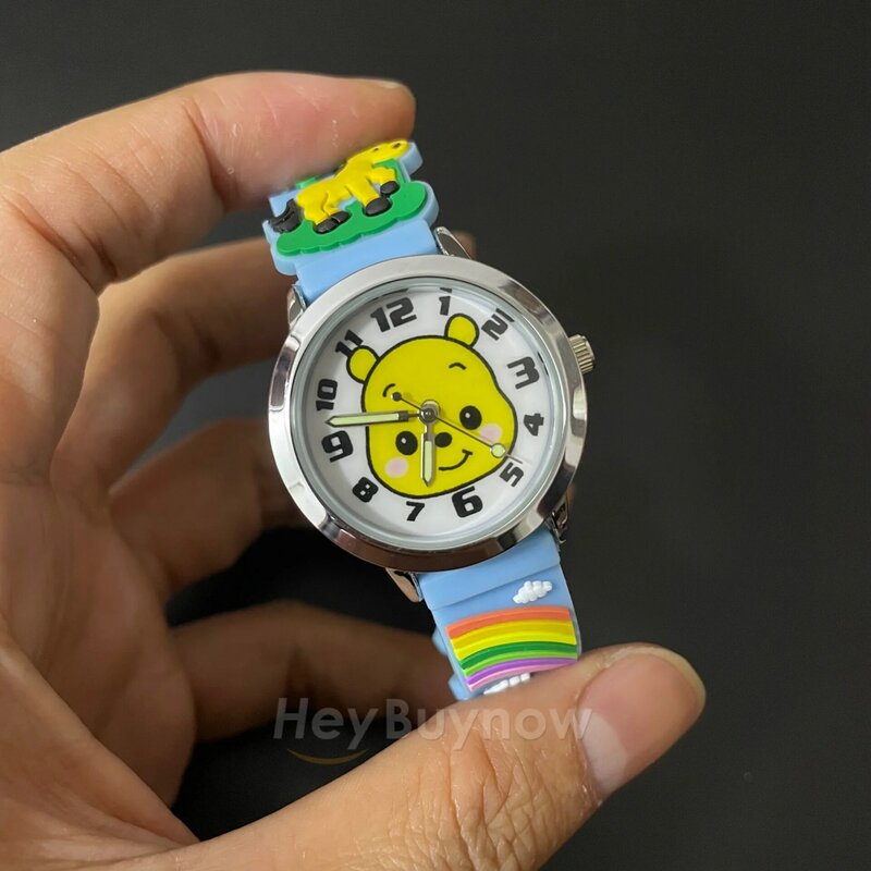 Часы Наручные детские с забавным рисунком, повседневные кварцевые наручные часы розового, синего цвета с силиконовым ремешком для мальчико...