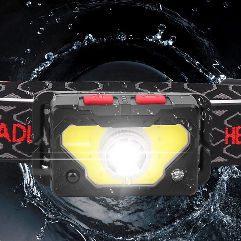 Налобный фонарь с зарядкой от USB, уличный водонепроницаемый светодиодный фонарь для бега, рыбалки, для кемпинга