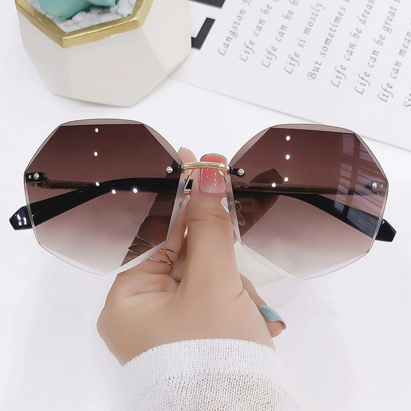 Gafas de sol femeninas sin marco Uv400 marca diseñador demujer 