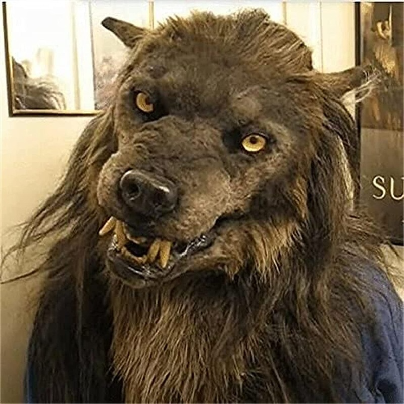 Masque de tête de loup en Latex pour Halloween, masque de tête de loup, déguisement de fête effrayant, accessoire de carnaval