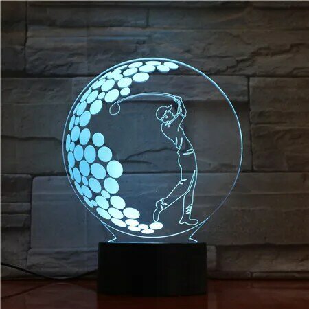 Lâmpada ilusão 3d de led, luz noturna muda de cor, para crianças, estudo, luz noturna 1700, jogos, golf