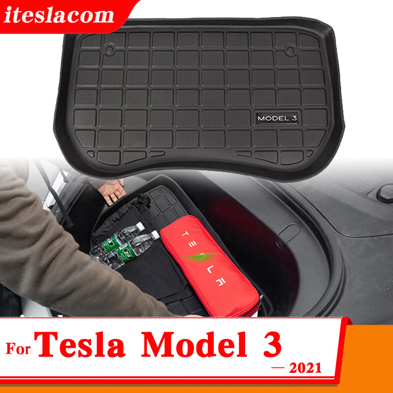 Mẫu Mới 3 2021 Phía Trước Xe Hơi/Lót Thân Cây Lưu Trữ Thảm Cho Mẫu Tesla Model 3 Phụ Kiện Ô Tô Chở Hàng Khay Thân Cây TPE Miếng Lót Chống Thấm Model3