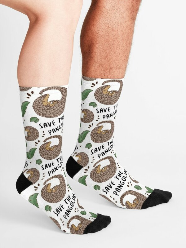 Save The Pangolins Curled Up Pangolin  Crew Socks Best Short Winter Cotton Mens Pattern Funny Sports Autumn Breathable Cartoon
