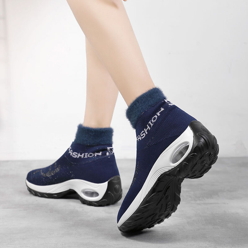 Zapatillas deportivas cómodas para mujer, zapatos con cojín de aire, calcetín cálido, 2021