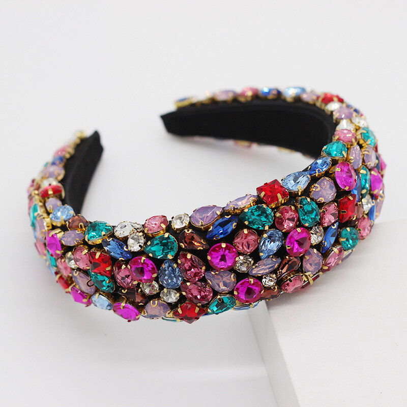 Hot Selling New Rhinestone Bling Padded Headbands Colorful Crystal Geometric Diamond Headband for Women 2020 Hair Accessories