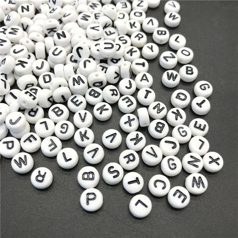100pcs 4x7mm round letters 26 letters beads multi-color peach heart-shaped spacer beads For bracelet necklace jewelry making